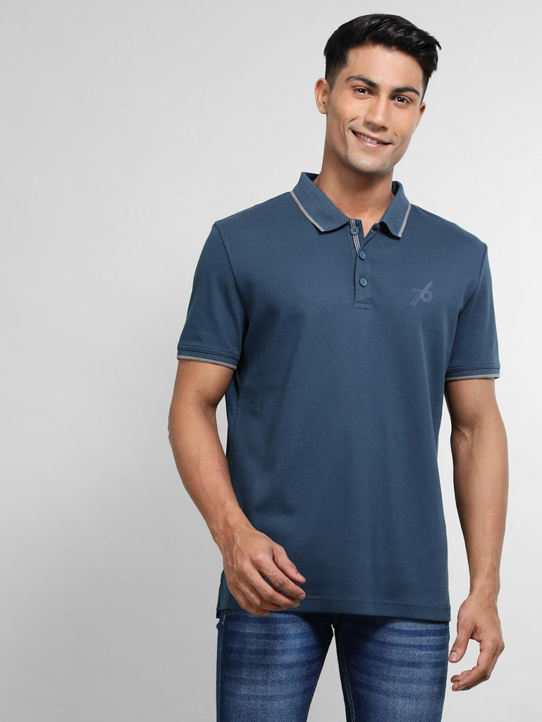 Mid Night Navy JOCKEY Men's Solid Half Sleeve Polo T-Shirt