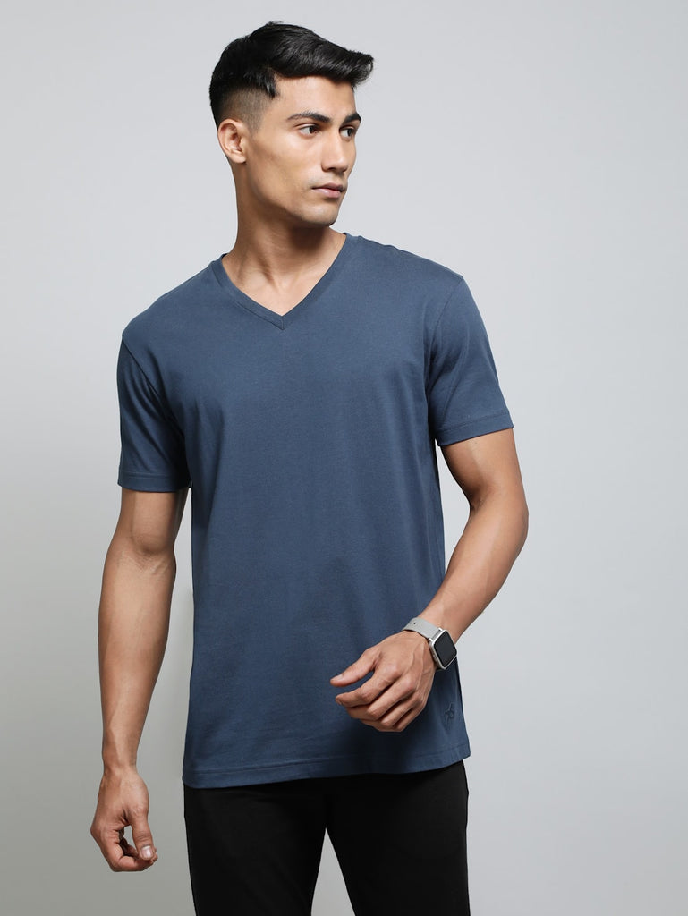 JOCKEY Men's Solid V Neck Half Sleeve T-Shirt