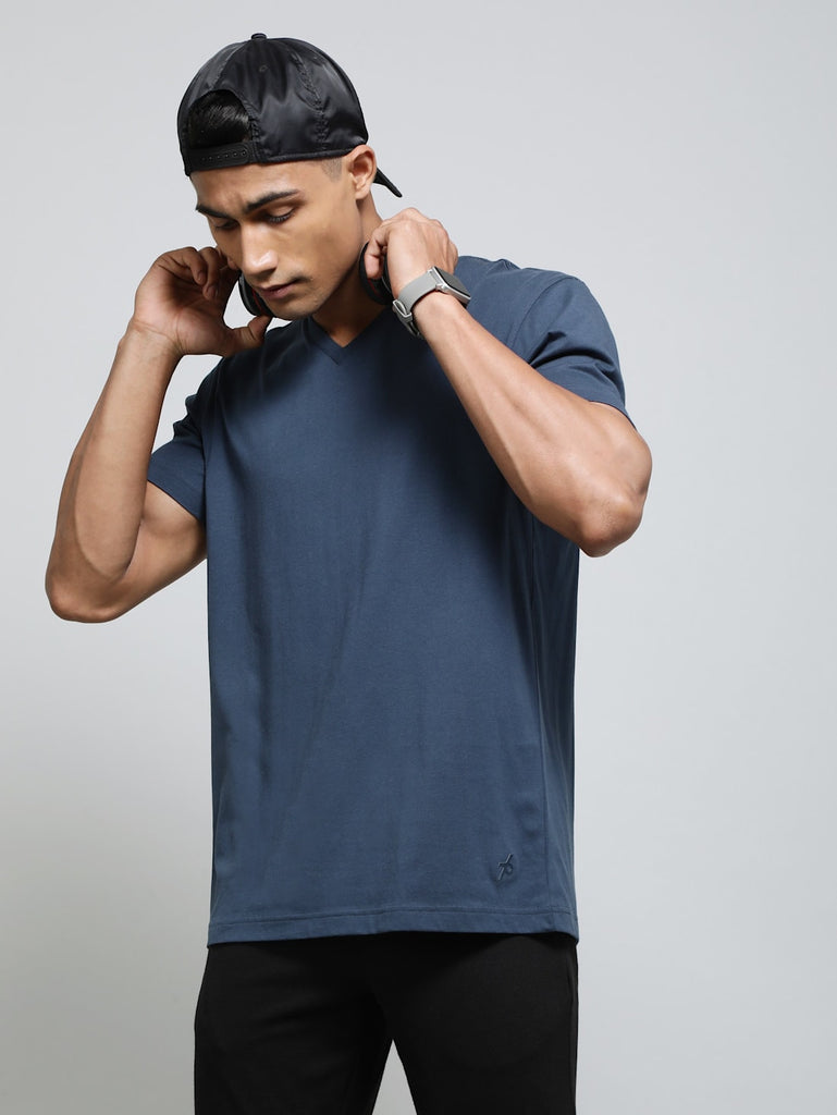 JOCKEY Men's Solid V Neck Half Sleeve T-Shirt