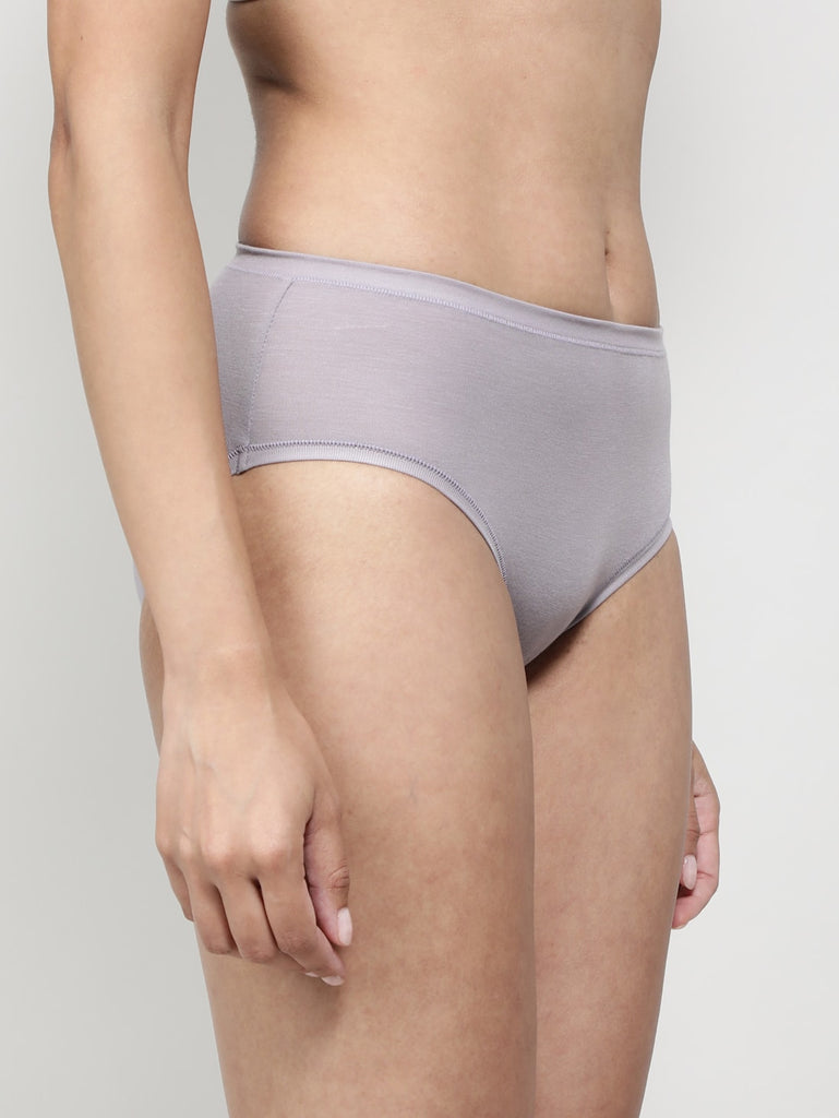 Minimal Grey High Coverage High Waist JOCKEY Women's Hipster Panties.