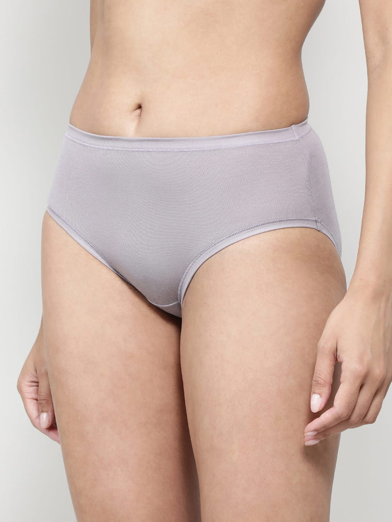 Minimal Grey High Coverage High Waist JOCKEY Women's Hipster Panties.