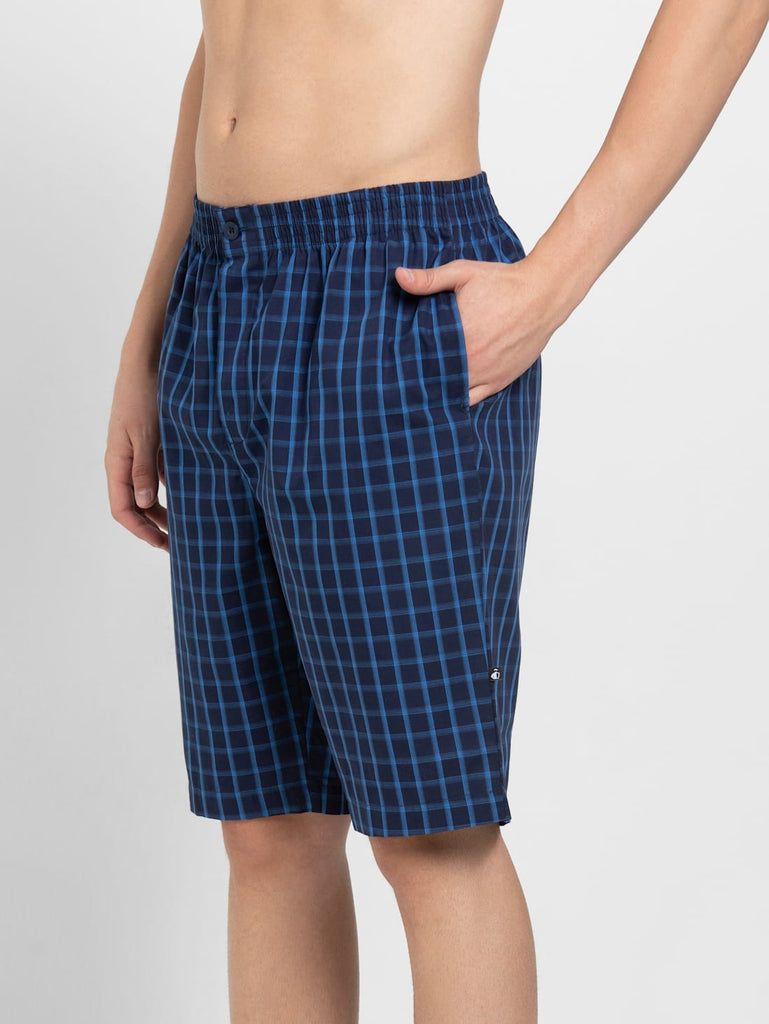 Multicolor Check 321 JOCKEY Men's Super Combed Cotton Woven Regular Fit Printed Bermuda