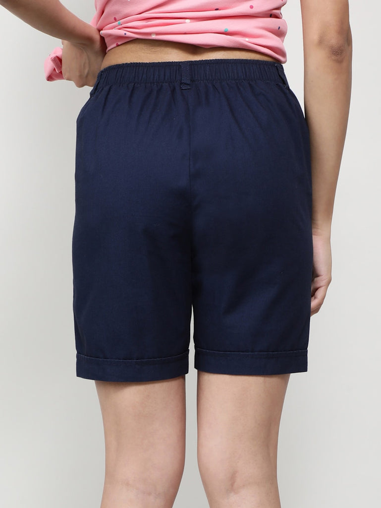 Navy Blazer JOCKEY Women's Twill Fabric Relaxed Fit Shorts