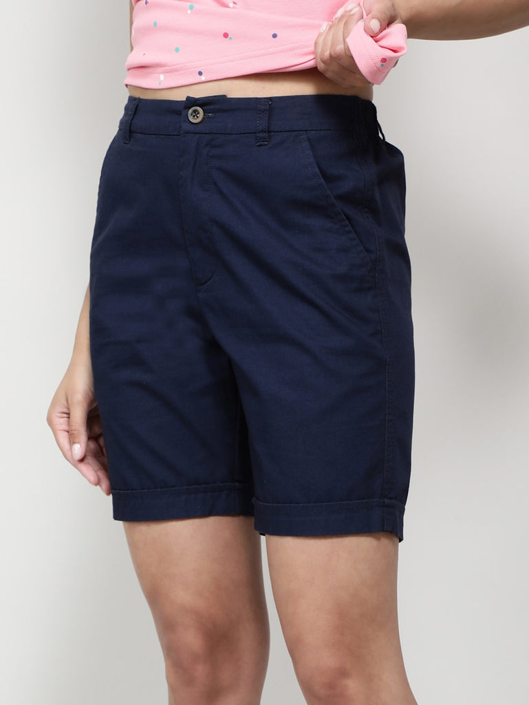 Navy Blazer JOCKEY Women's Twill Fabric Relaxed Fit Shorts