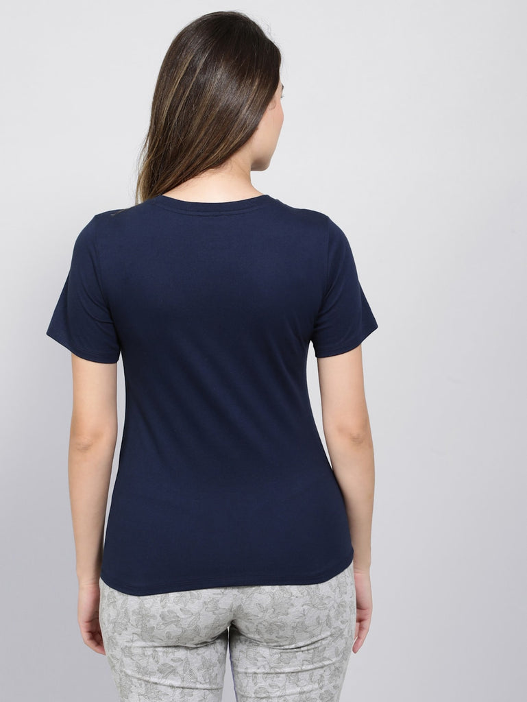 Navy Blazer JOCKEY Women's V-Neck Half Sleeve T-Shirt