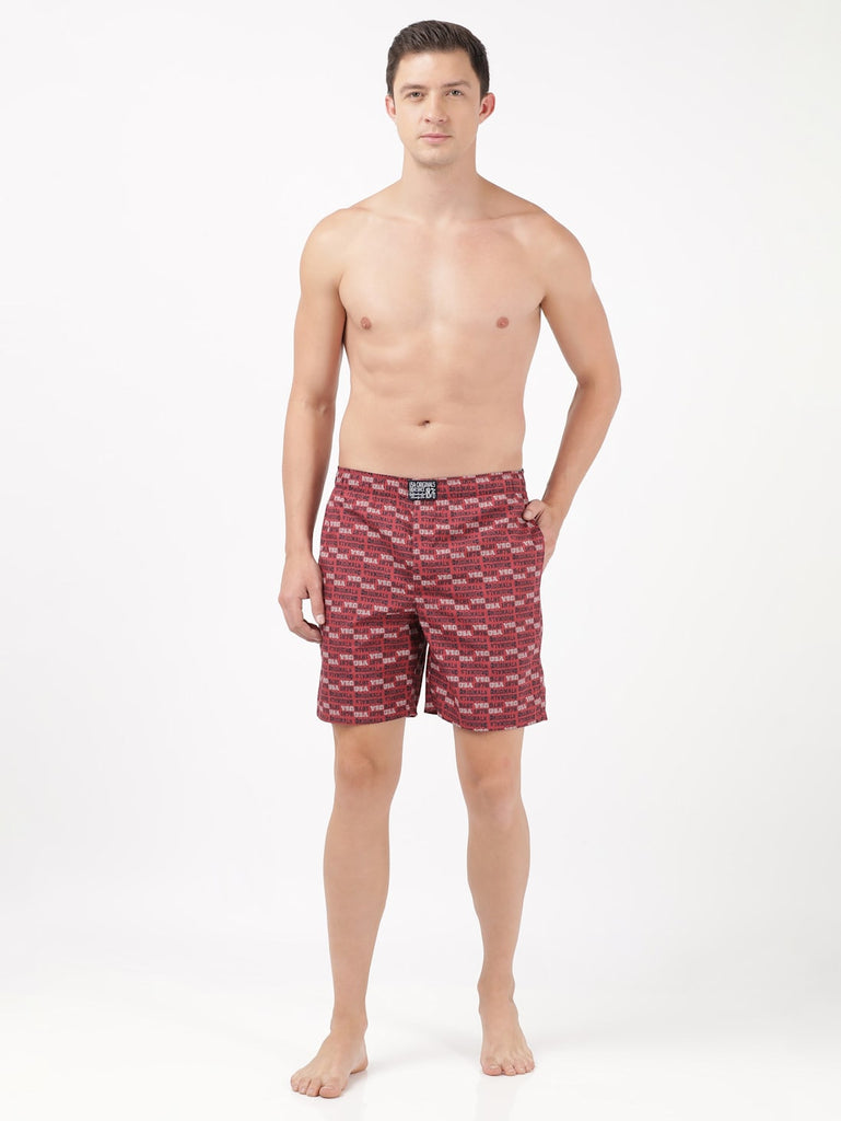 Navy Brick red JOCKEY Men's Cotton Printed Boxer Shorts