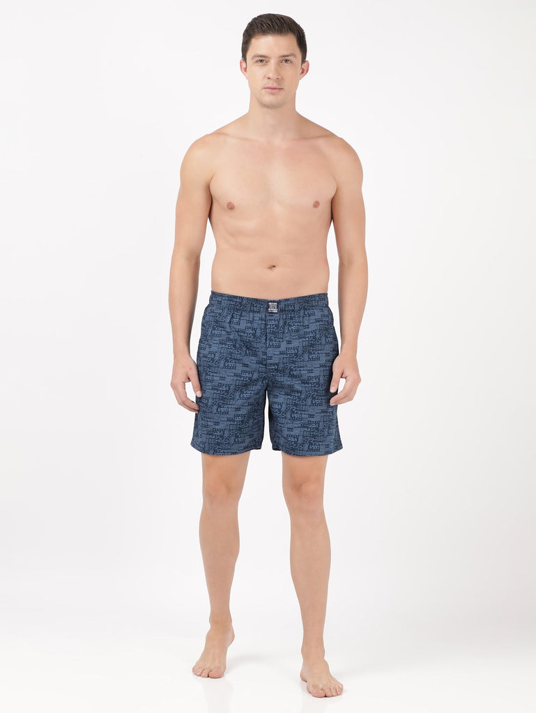 Navy Brick red JOCKEY Men's Cotton Printed Boxer Shorts