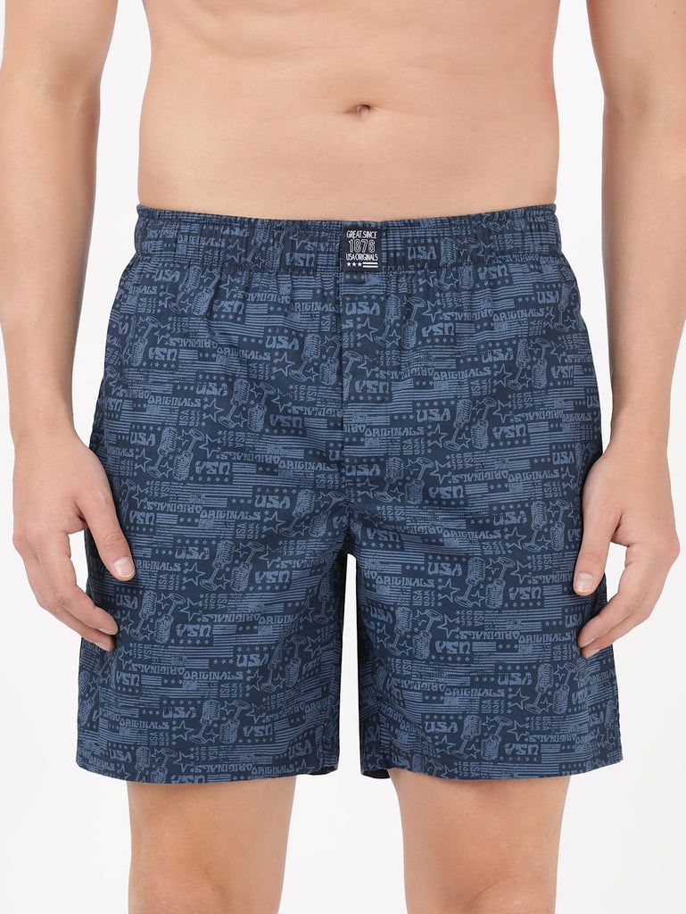 Navy Brick red JOCKEY Men's Cotton Printed Boxer Shorts