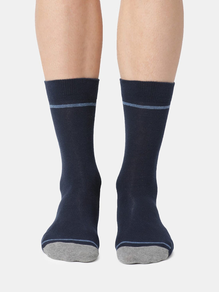 Navy Jockey Men's Compact Cotton Stretch Crew Length Socks with Stay Fresh Treatment