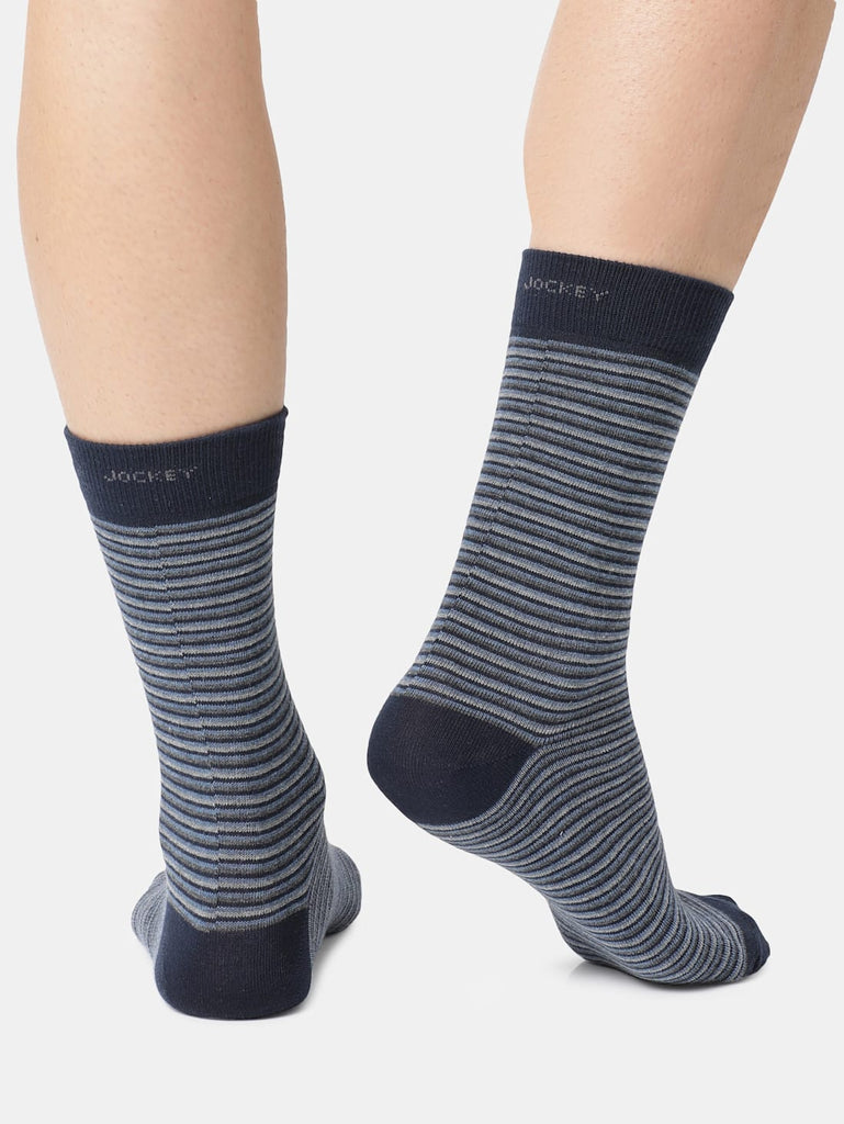 Navy Jockey Men's Compact Cotton Stretch Crew Length Socks with Stay Fresh Treatment