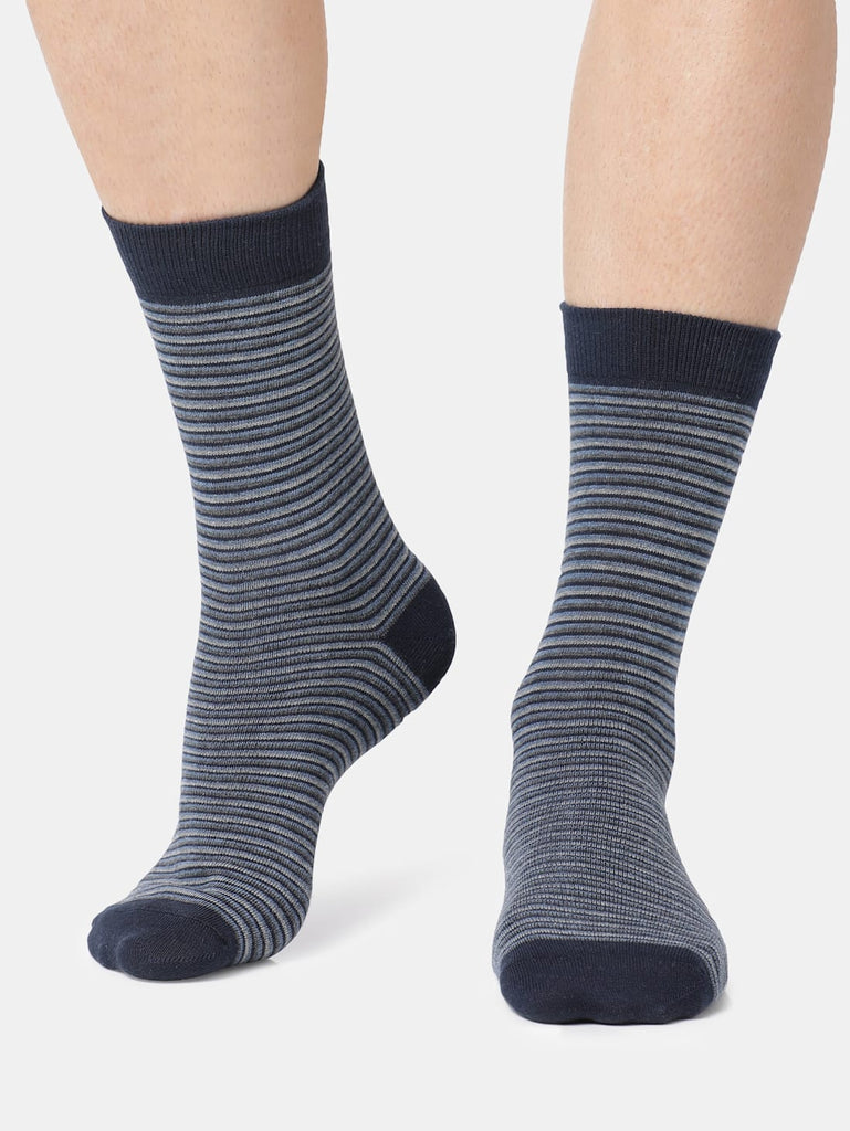 Navy Jockey Men's Compact Cotton Stretch Crew Length Socks with Stay Fresh Treatment