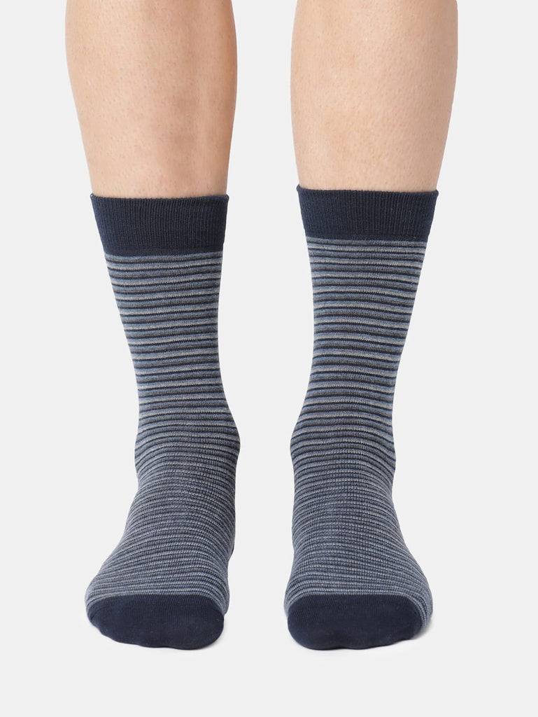 Navy Jockey Men's Compact Cotton Stretch Crew Length Socks with Stay Fresh Treatment