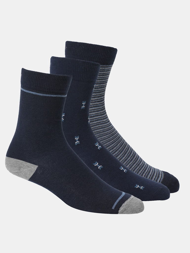 Navy Jockey Men's Compact Cotton Stretch Crew Length Socks with Stay Fresh Treatment