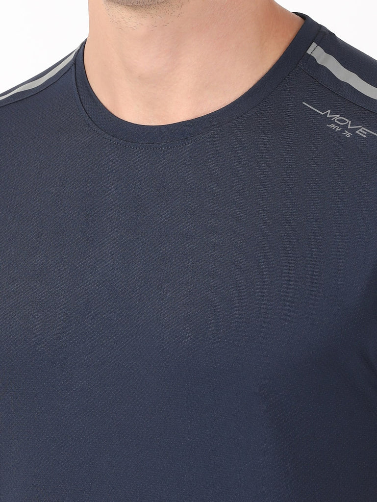 navy JOCKEY Men's Round Neck Half Sleeve T-Shirt