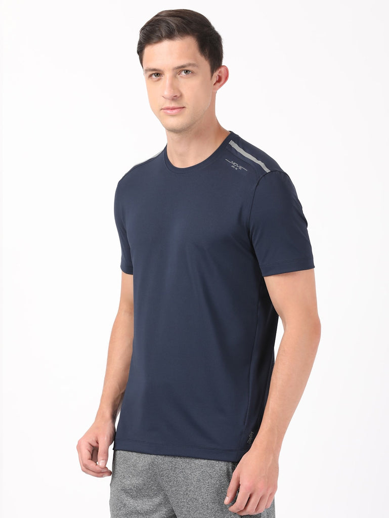 navy JOCKEY Men's Round Neck Half Sleeve T-Shirt