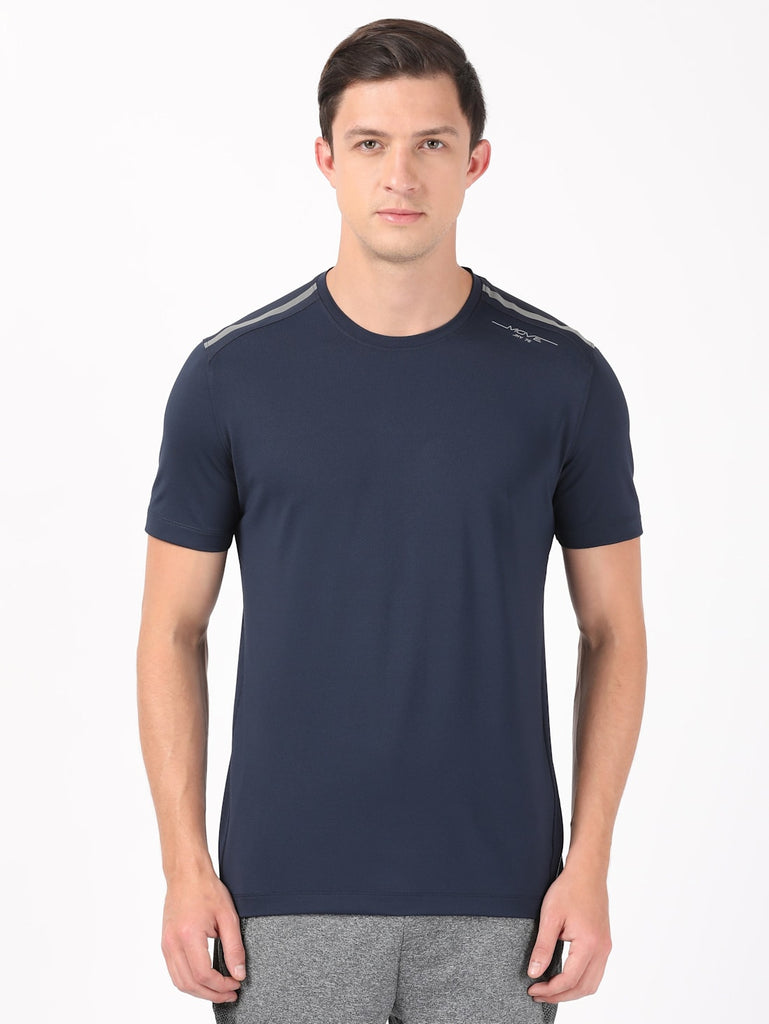 navy JOCKEY Men's Round Neck Half Sleeve T-Shirt