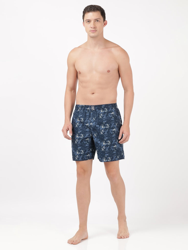 Navy JOCKEY Men's Cotton Printed Boxer Shorts