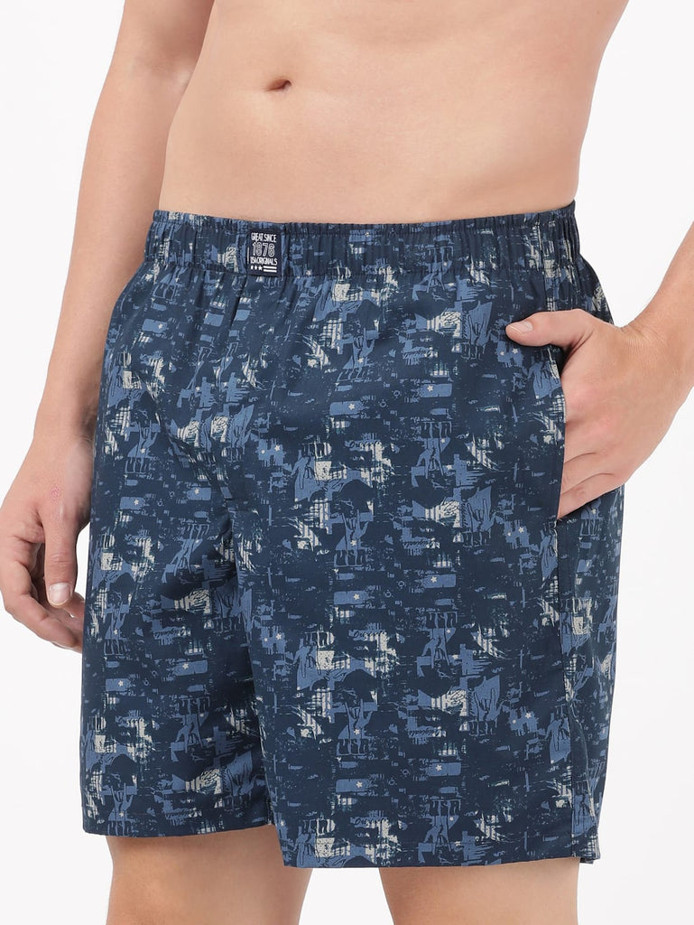 Navy JOCKEY Men's Cotton Printed Boxer Shorts