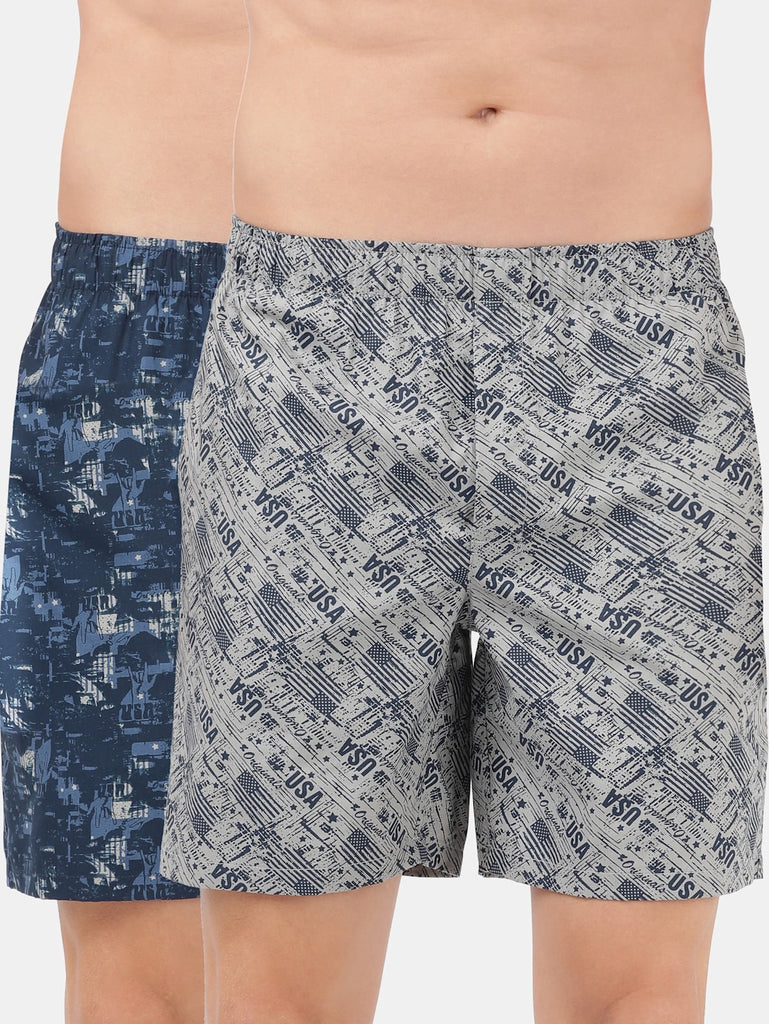 Navy Nickle  JOCKEY Men's Cotton Printed Boxer Shorts