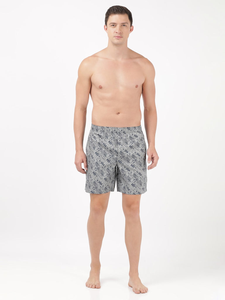 Navy Nickle  JOCKEY Men's Cotton Printed Boxer Shorts