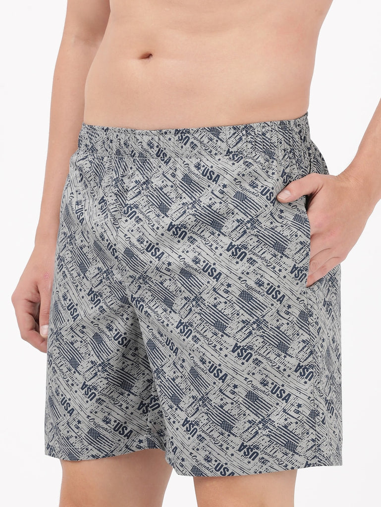 Navy Nickle  JOCKEY Men's Cotton Printed Boxer Shorts