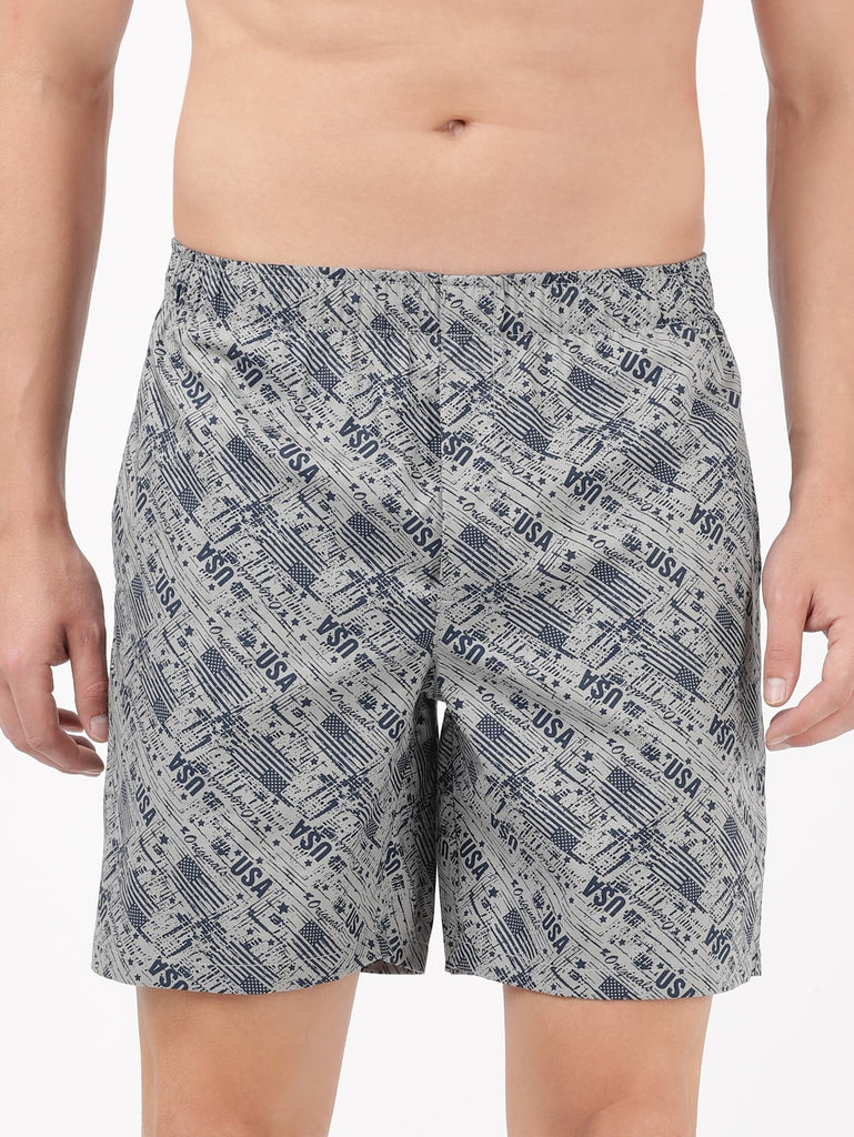 Navy Nickle  JOCKEY Men's Cotton Printed Boxer Shorts