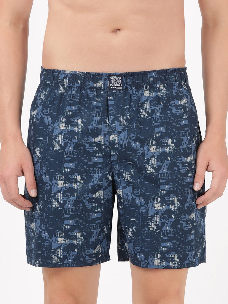 Navy Nickle  JOCKEY Men's Cotton Printed Boxer Shorts