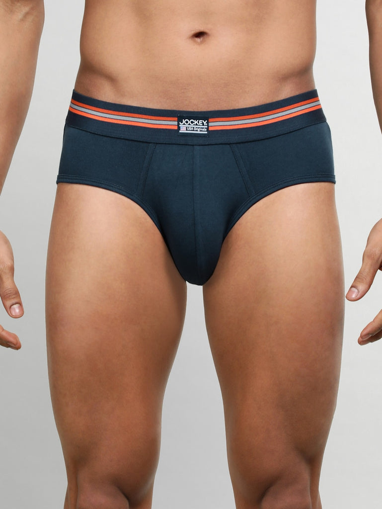 Navy JOCKEY Men's Printed Brief (Pack of 2)