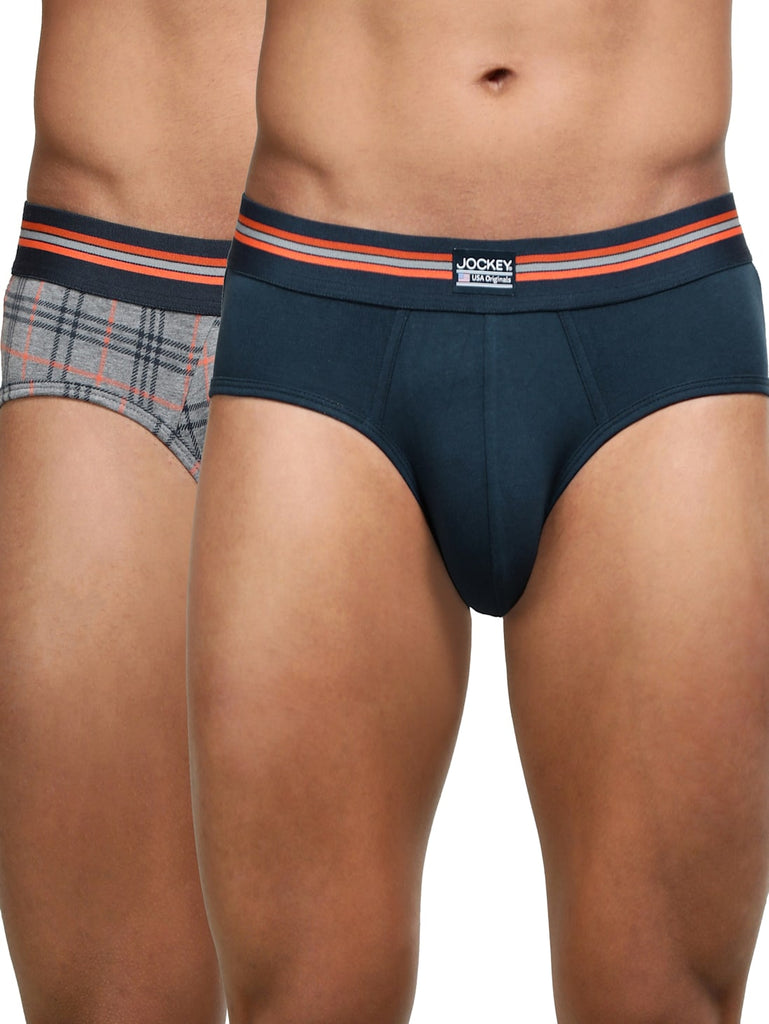 Navy JOCKEY Men's Printed Brief (Pack of 2)