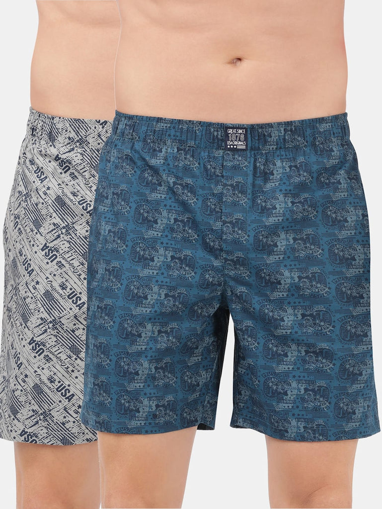 Seaport Teal Nickle JOCKEY Men's Cotton Printed Boxer Shorts