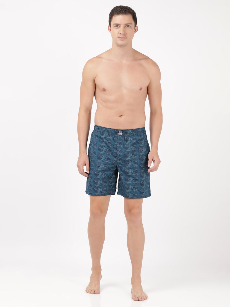 Seaport Teal Nickle JOCKEY Men's Cotton Printed Boxer Shorts