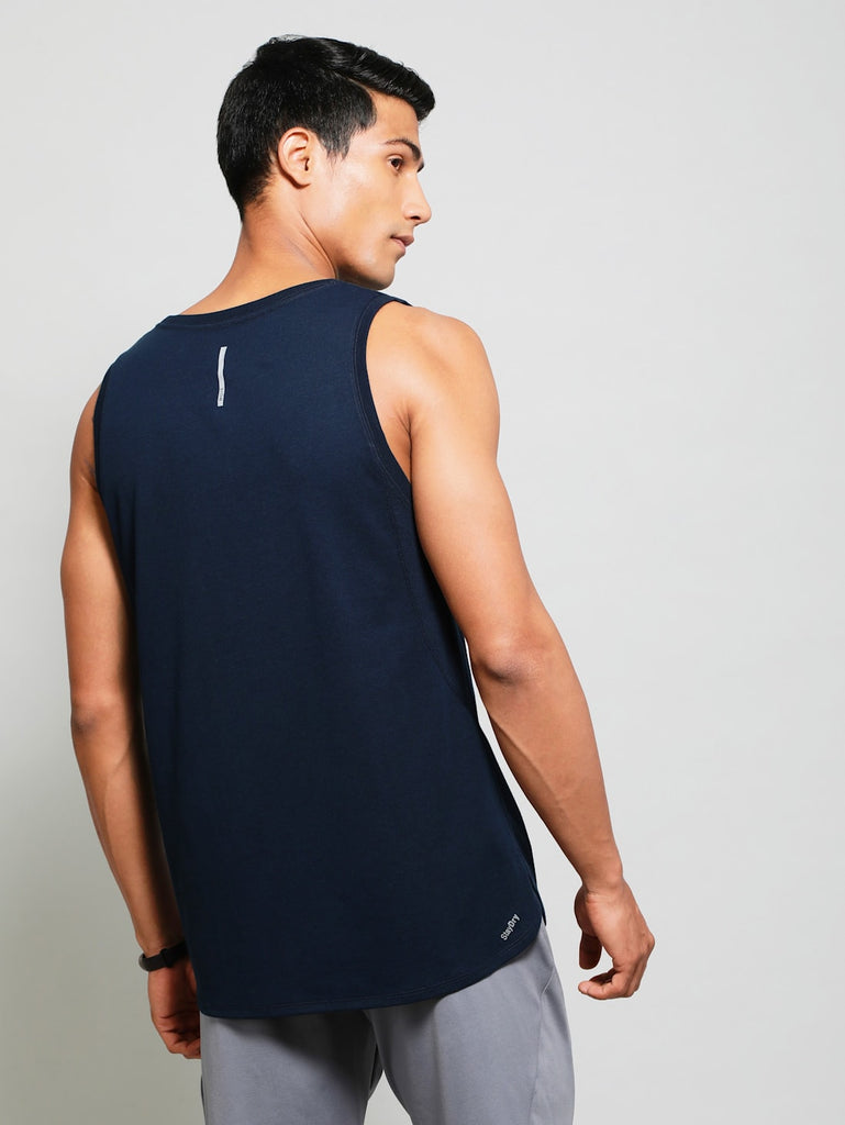 Navy JOCKEY Men's Solid Low Neck Tank Top