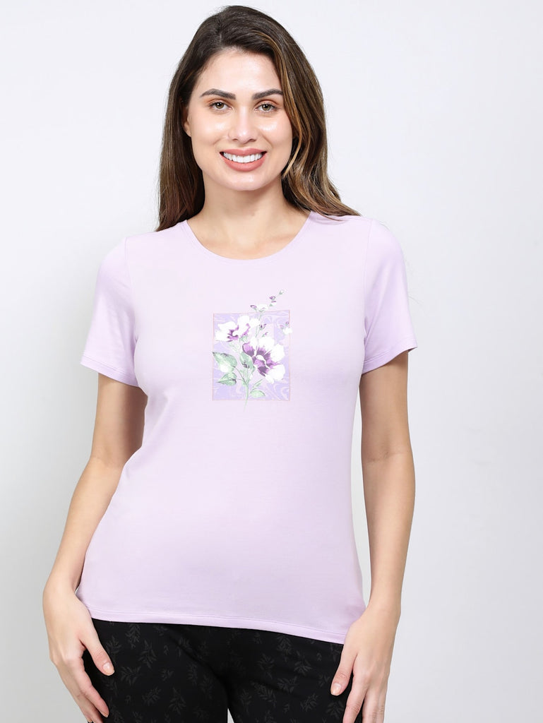 Orchid Bloom JOCKEY Women's Regular Fit Round Neck Half Sleeve T-Shirt