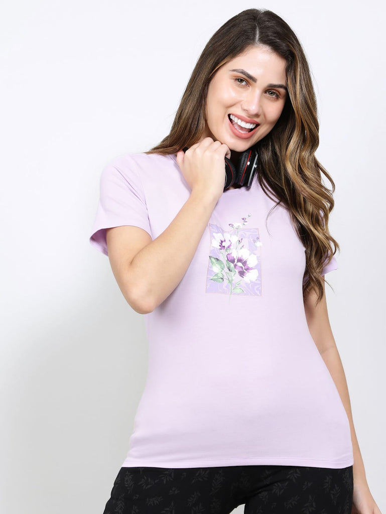 Orchid Bloom JOCKEY Women's Regular Fit Round Neck Half Sleeve T-Shirt