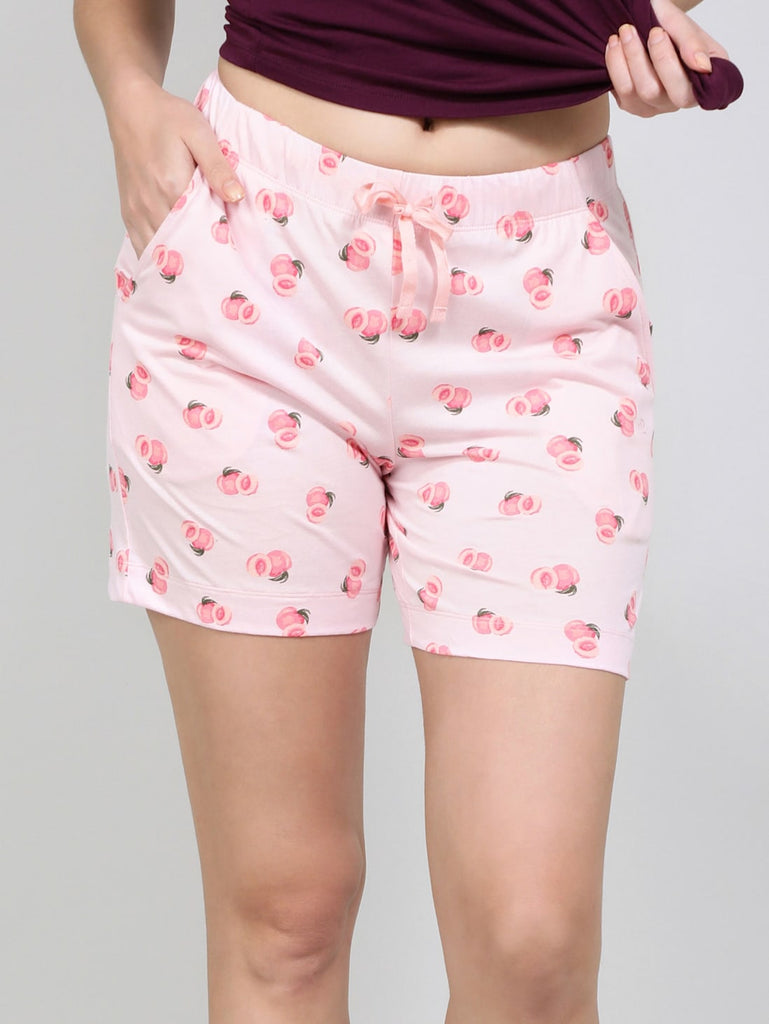 Orchid Pink JOCKEY Women's Relaxed Fit Printed Shorts