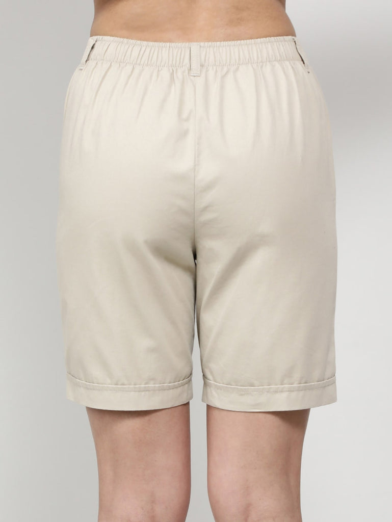 Oxford Tan JOCKEY Women's Twill Fabric Relaxed Fit Shorts