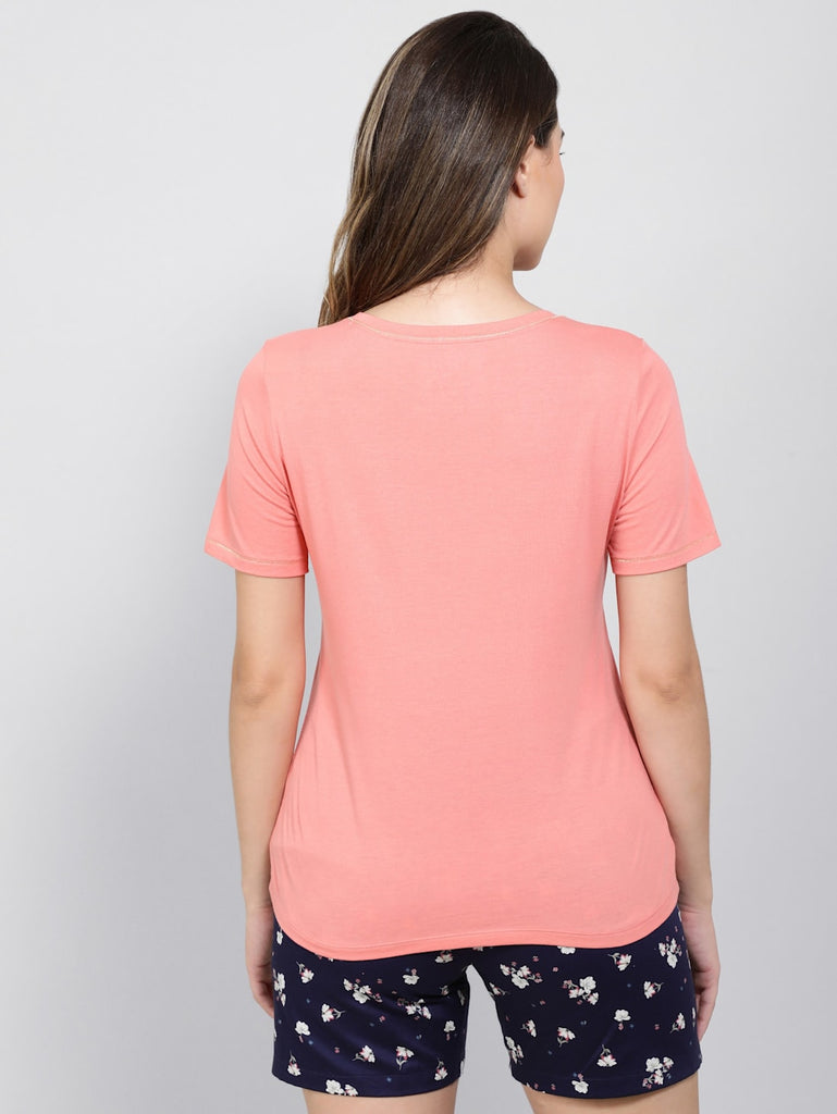 Peach Blossom JOCKEY Women's Round neck Half Sleeve T-Shirt.