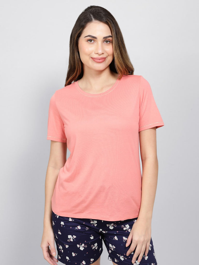 Peach Blossom JOCKEY Women's Round neck Half Sleeve T-Shirt.