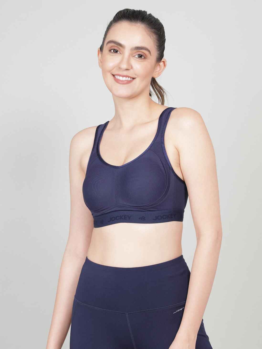 Women's Wirefree Non Padded Microfiber Elastane Stretch Full Coverage  Performance Sports Bra with StayDry Treatment - Grapewine