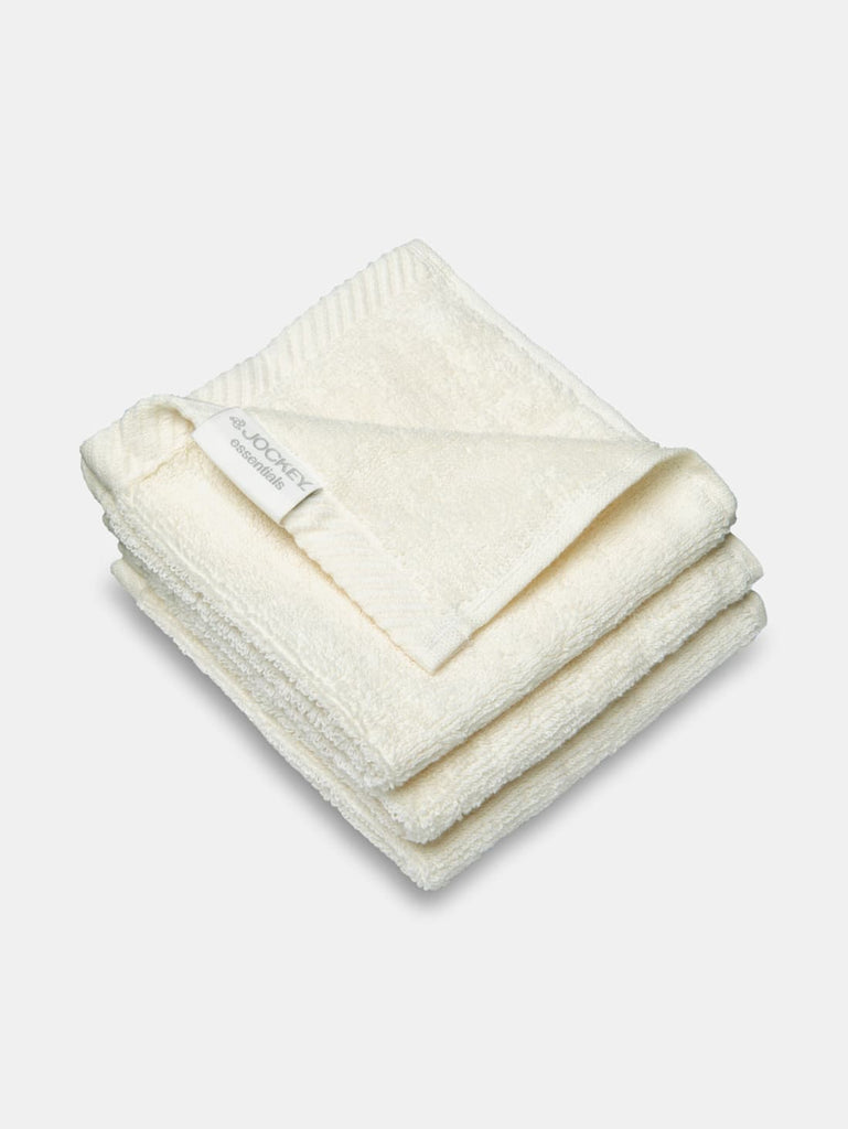 Pearl White Jockey Cotton Terry Ultrasoft and Durable Solid Face Towel (pack of 3)