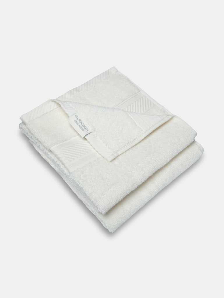 Pearl white Jockey Cotton Terry Ultrasoft and Durable Solid Hand Towel (Pack of 2)