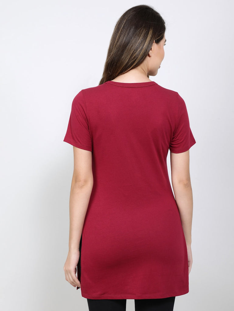 Red Plum JOCKEY Women's Relaxed Fit Long length T-Shirt