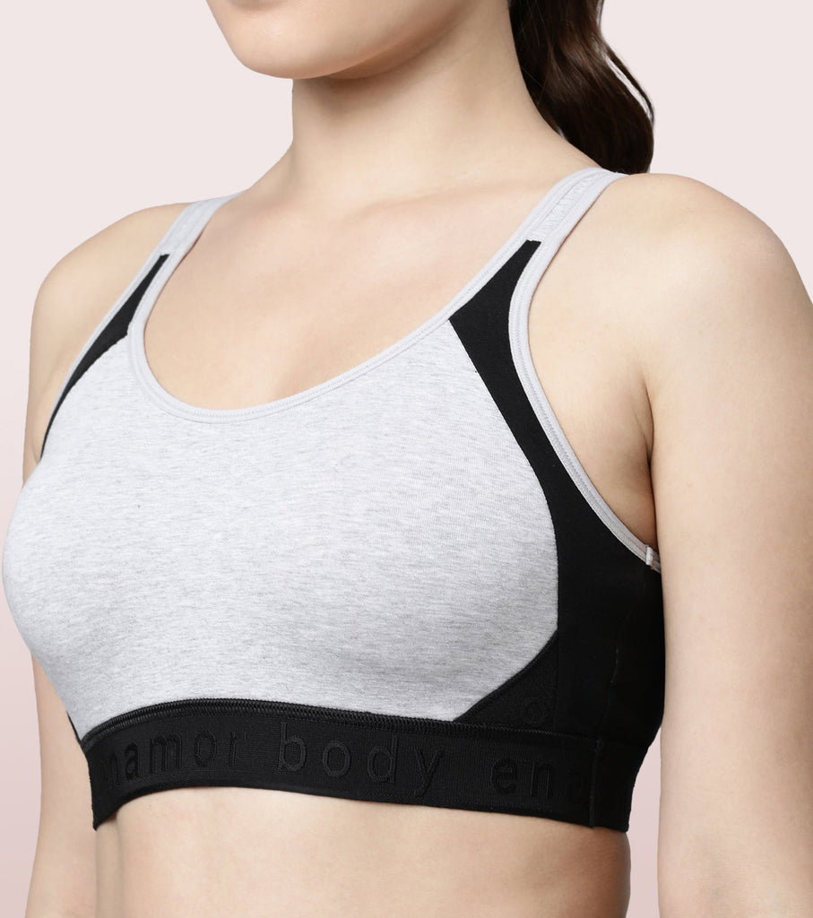 Grey Melange Enamor Sports Bra