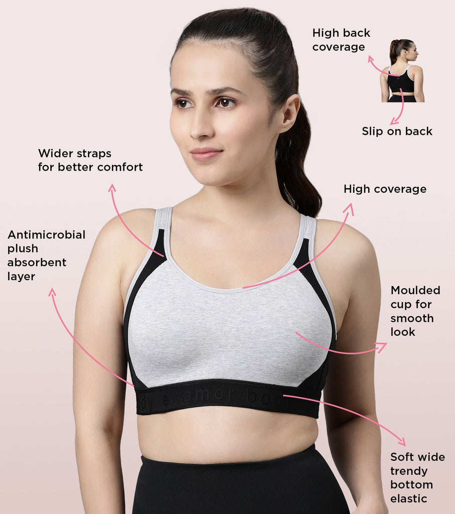 Grey Melange Enamor Sports Bra