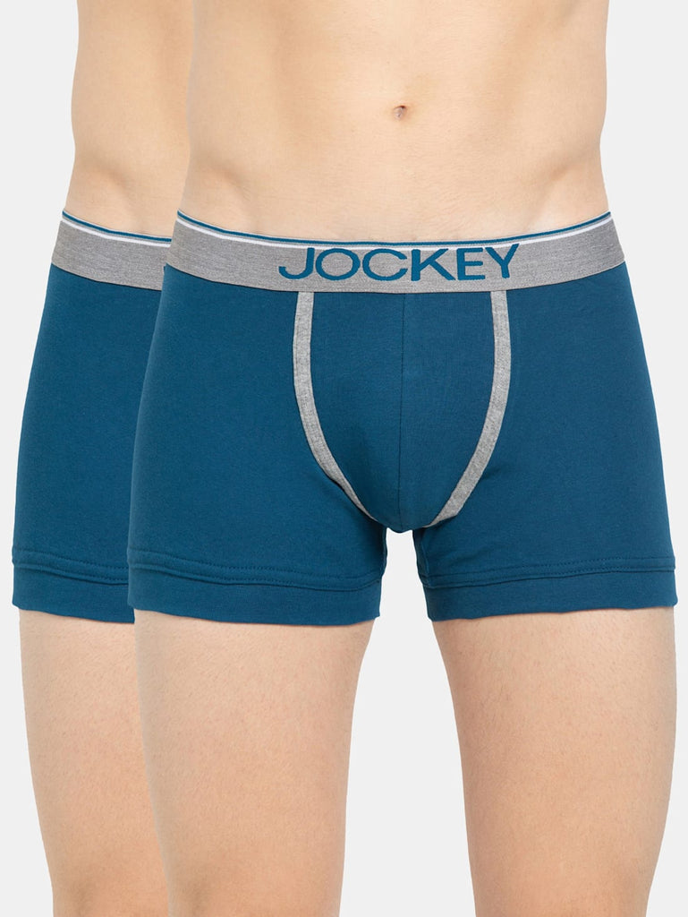 Seaport TealJockey Cotton rib Solid Trunk Underwear For Men