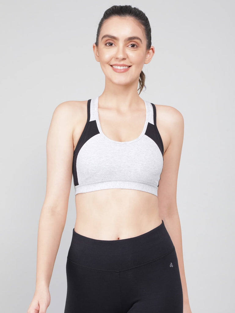 Steel Grey & Black JOCKEY Women's Wirefree Padded Racer Back Styling Active Bra.