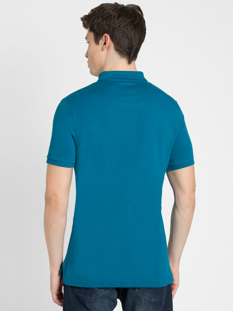 Teal Blue JOCKEY Men's Solid Half Sleeve Polo T-Shirt