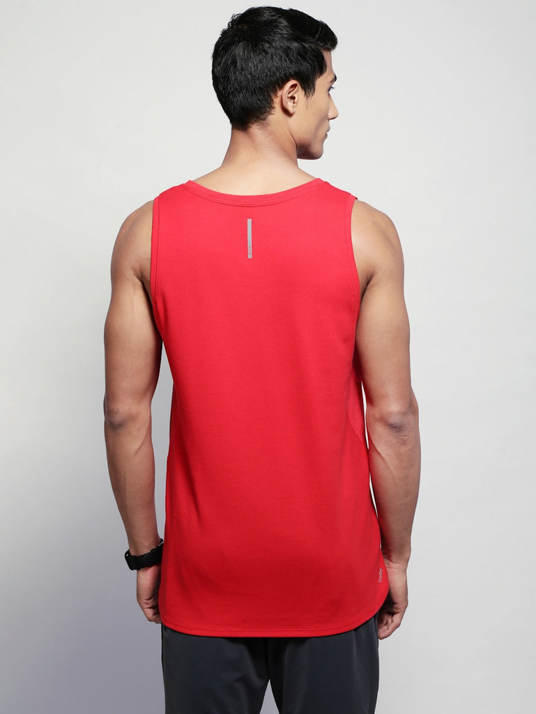 Team red JOCKEY Men's Solid Low Neck Tank Top