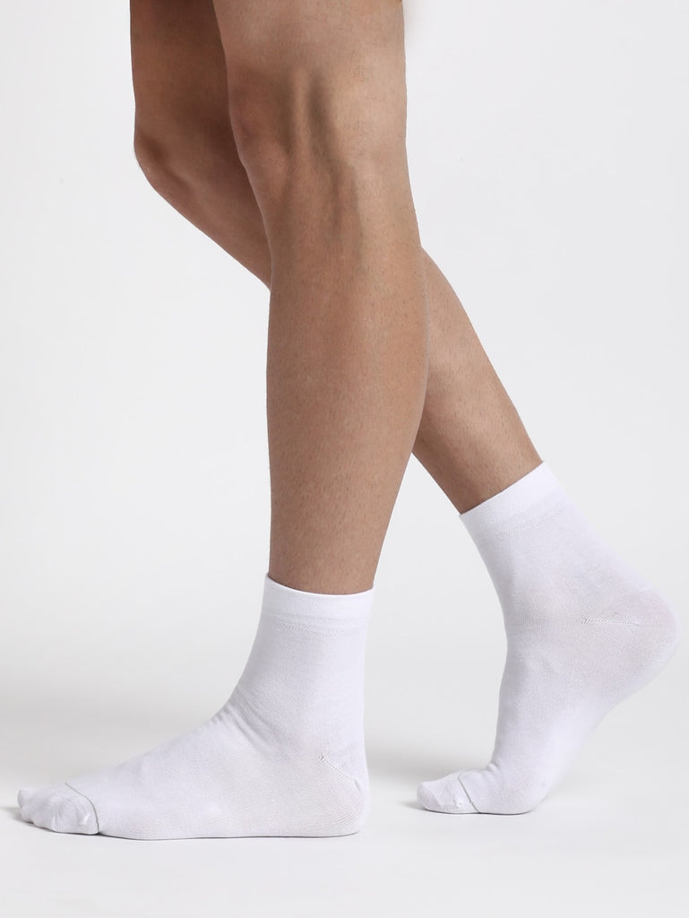 White Jockey Men's Modal Cotton Stretch Ankle Length Socks with Stay Fresh Treatment