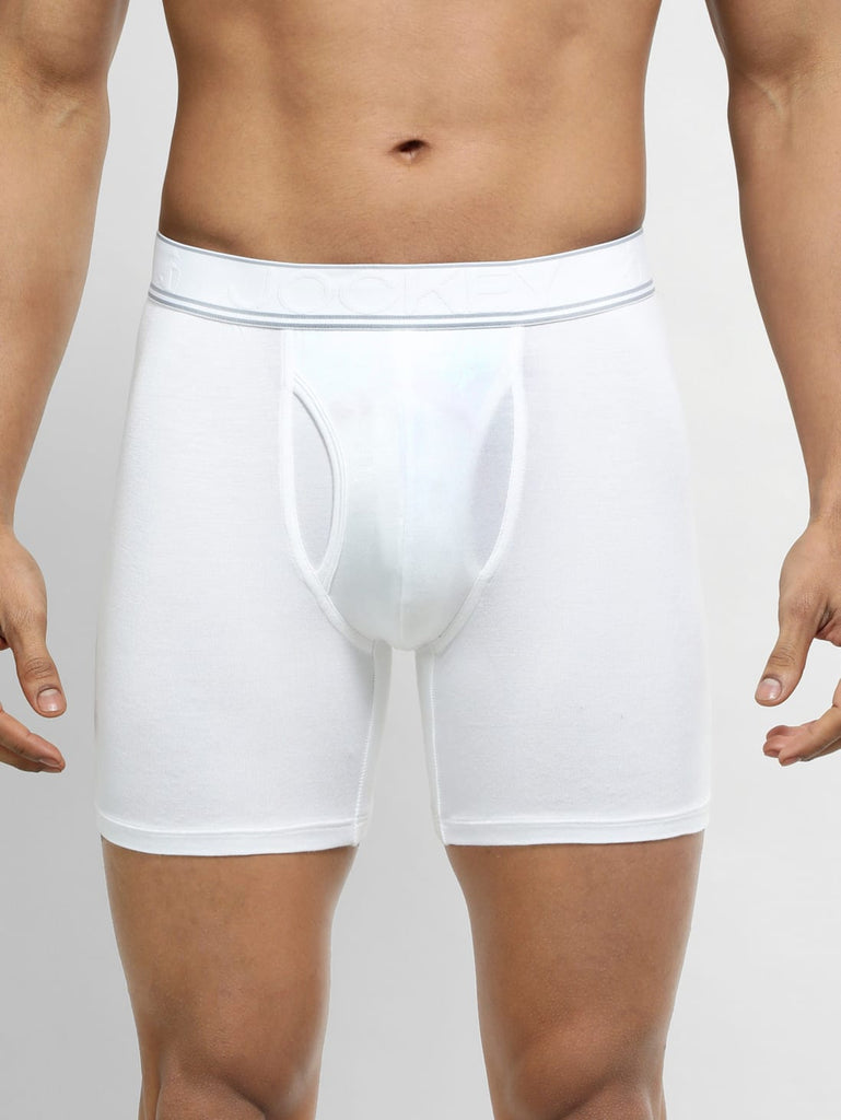 White Jockey Solid Boxer Brief For Men